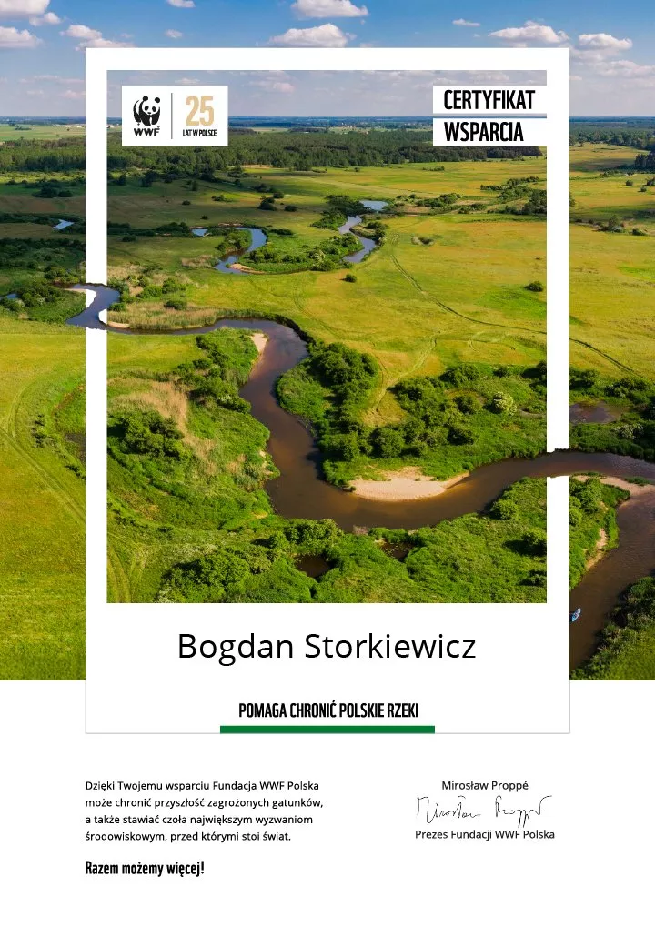 certyfikat wsparcia polskich rzek