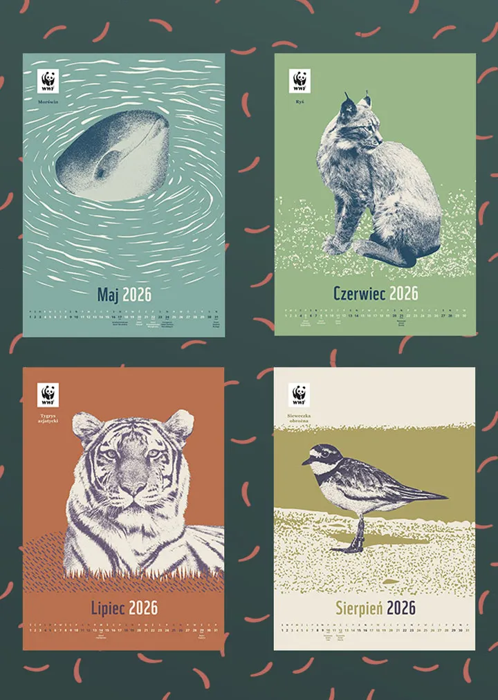 Kalendarz ścienny WWF na rok 2026: maj-sierpień