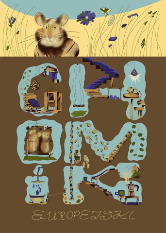 unikatowy plakat z chomikiem europejskim