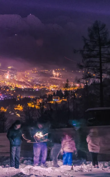 fajerwerki w górach