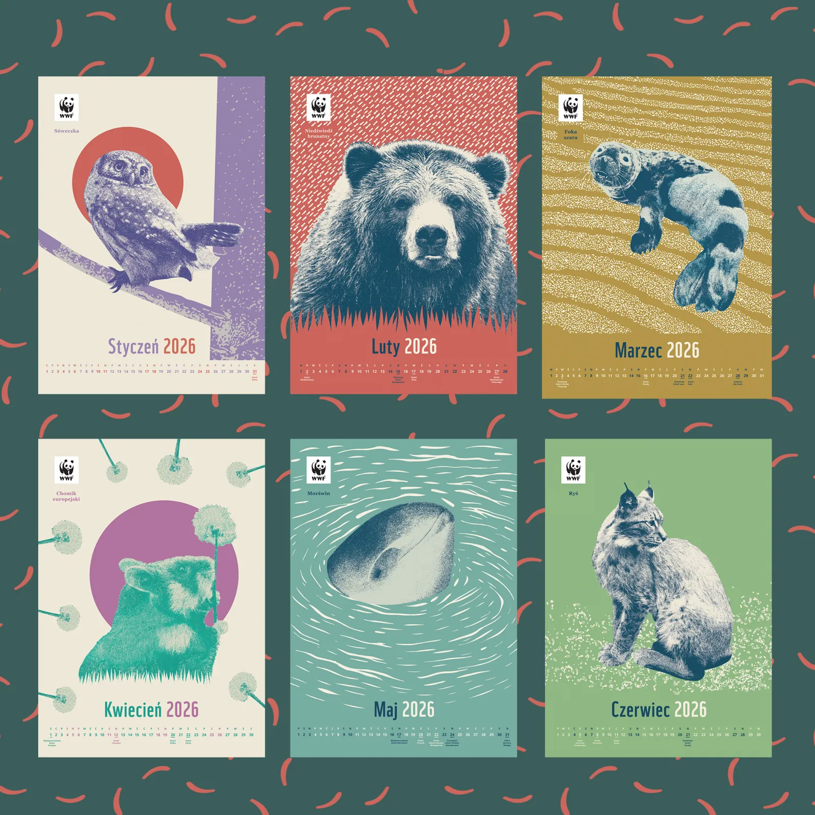 Kalendarz ścienny WWF na rok 2026: styczeń-czerwiec