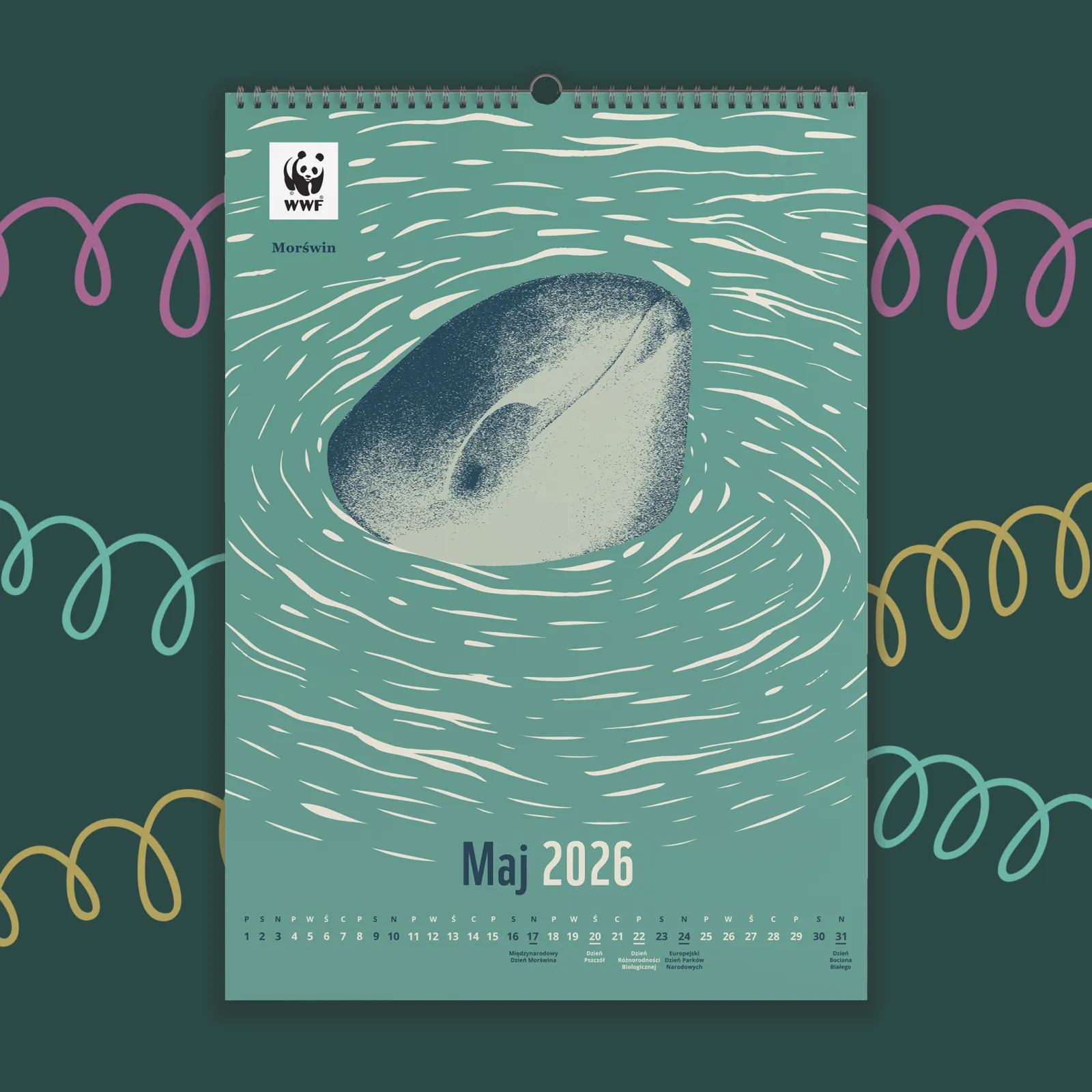 Kalendarz ścienny WWF na rok 2026: maj, morświn
