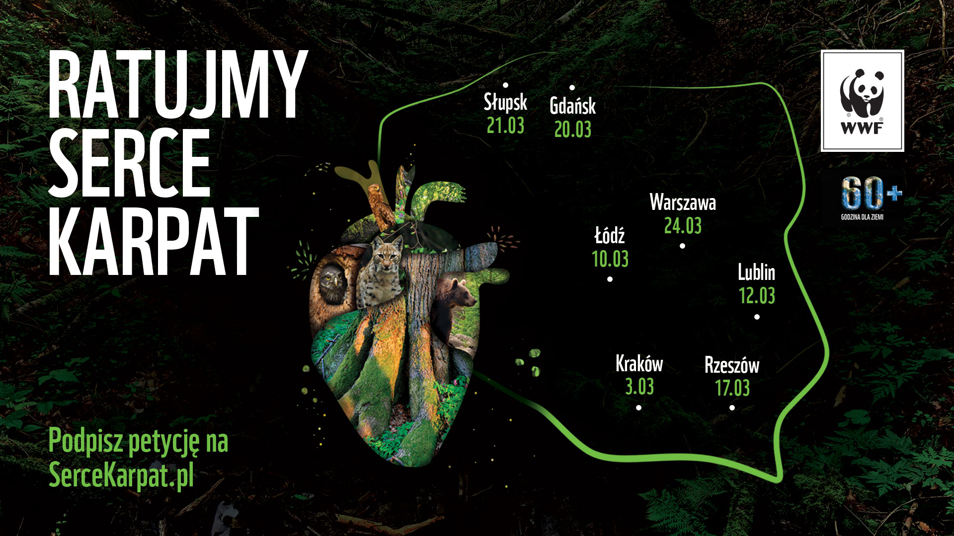 Mapa eventów akcji Godzina dla Ziemi 2018