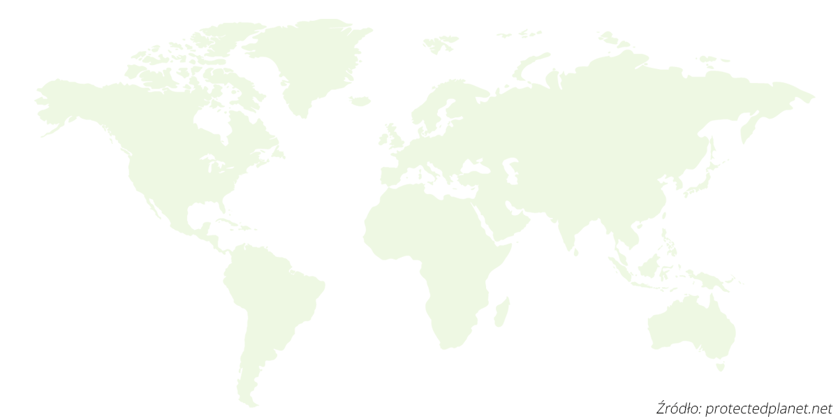 Ilość prywatnych obszarów chronionych na poszczególnych kontynentach