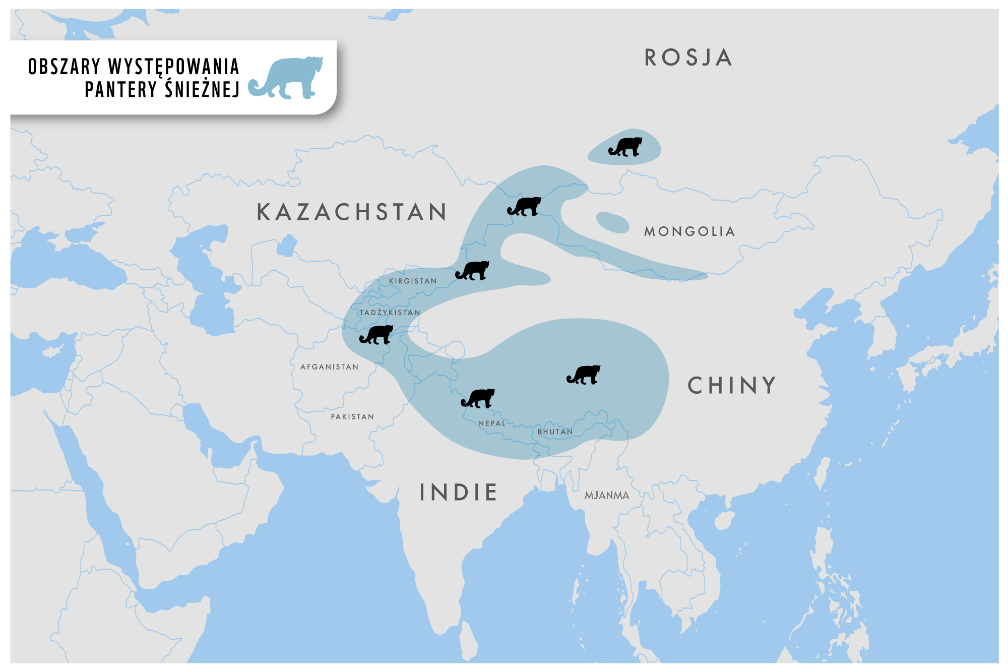 Mapa występowania pantery śnieżnej